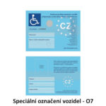Parkovací průkaz označující vozidlo přepravující osobu těžce zdravotně postiženou