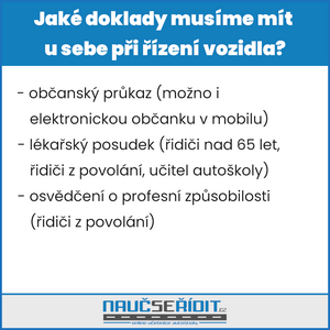 Jaké doklady musíme mít při řízení vozidla u sebe?