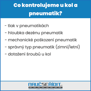 Co kontrolujeme u kol a pneumatik?