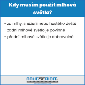 kdy musím použít mlhová světla
